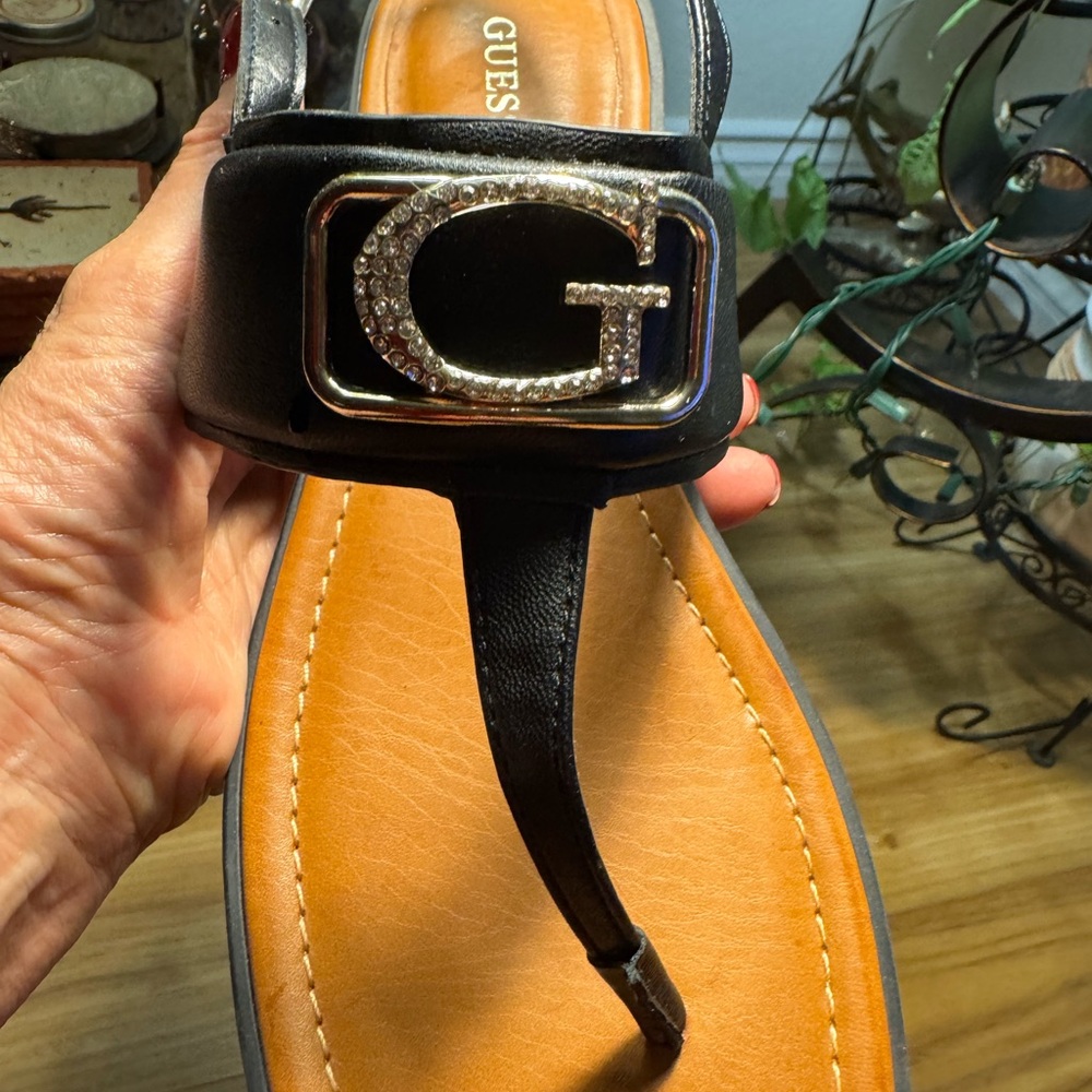 Guess Black Sandals with Gold Color Details - Picture 6 of 9